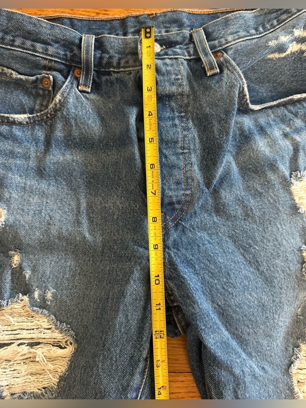 Levi's Medium Blue Distressed Straight-Leg Jeans size 30 - Picture 9 of 14